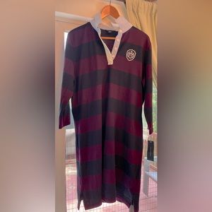 Xl Tommy Hilfiger collared long sleeve Rugby shirt dress. Plum purple and Navy